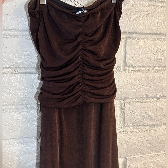 Fashion Nova Clara Slinky Chocolate Maxi Dress - Picture 10 of 11